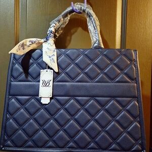 Quilted Navy Laptop/ Travel Bag